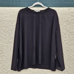 Acne Studios Brenna black flowy split-sleeve top FR 36 US 4